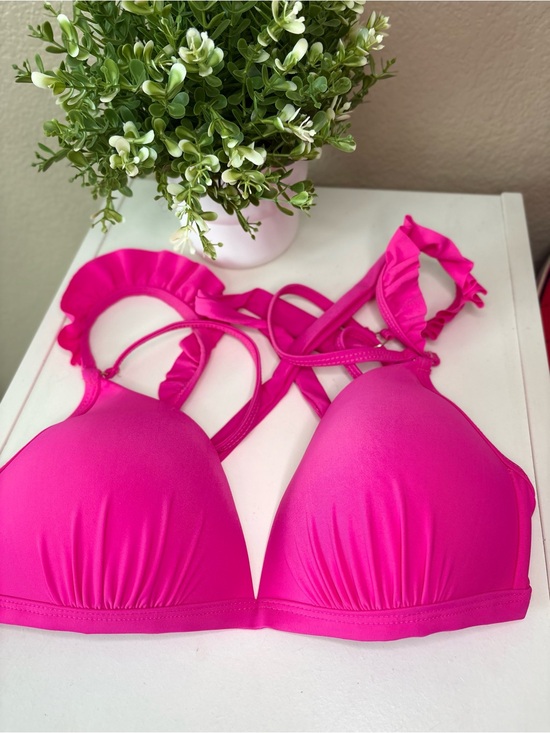 California Waves Other - California Waves Neon Pink Bikini Top with Ruffle Trim